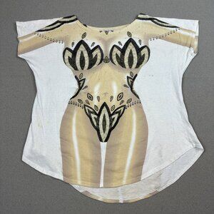 Vintage LA Imports Fantasies Over Shirt Womens Plus Show Girl Bikini Pullover OS